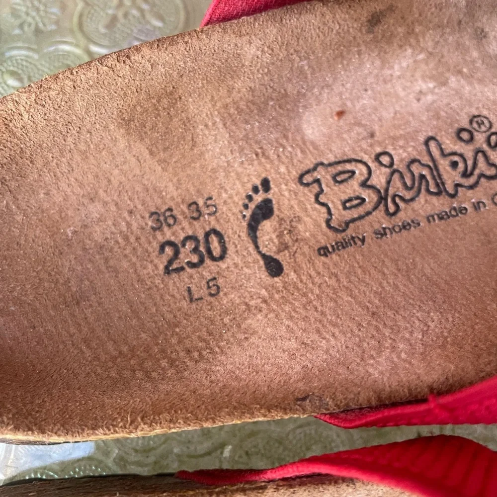 Birkenstock Birki’s Red Elastic Strap Sandals Size 5-5.5 (36) Euro - Picture 5 of 9